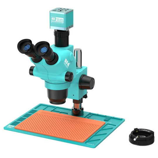 RF4 RF-6565-PO4-4K 6.5X-65X Trinocular Stereo Zoom Microscope with  with 4K Ultra HD Camera & PO4 Base(Blue)