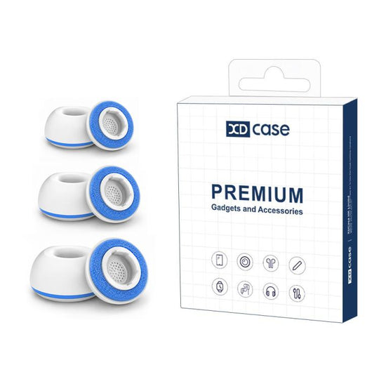 For Galaxy Buds3 Pro / Buds4 Pro XDcase 3 Pairs Replacement Silicone Sponge Ear Tips, S/M/L Size(White Blue)