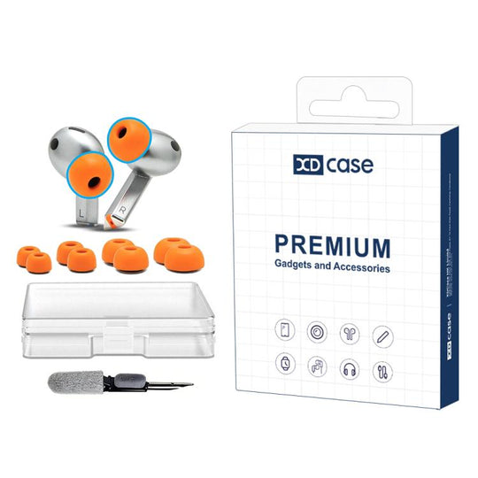 For Galaxy Buds3 Pro / Buds4 Pro XDcase 4 Pairs Replacement Memory Foam Ear Tips Kit, XS/S/M/L Size, Cleaning Brush Color Random(Orange)