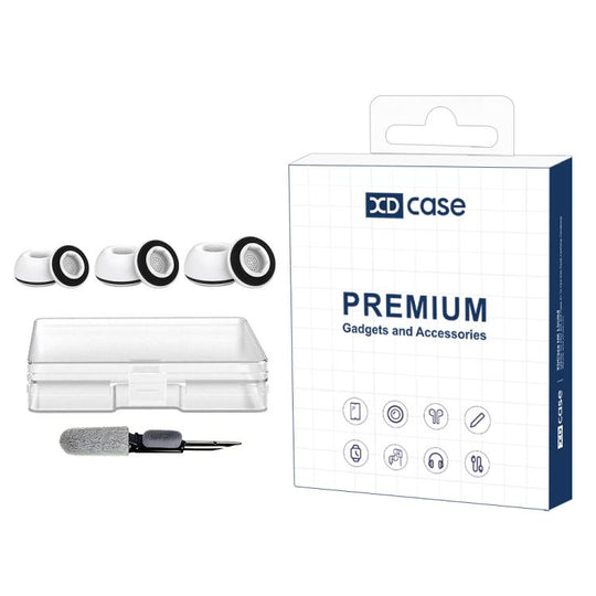For AirPods Pro 3 XDcase 3 Pairs Replacement Silicone Sponge Ear Tips Kit, S/M/L Size, Cleaning Brush Color Random(White Black)