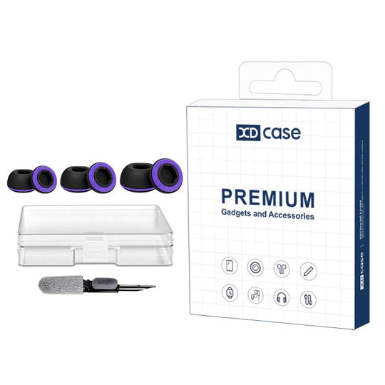For AirPods Pro 3 XDcase 3 Pairs Replacement Silicone Sponge Ear Tips Kit, S/M/L Size, Cleaning Brush Color Random(Black Purple)