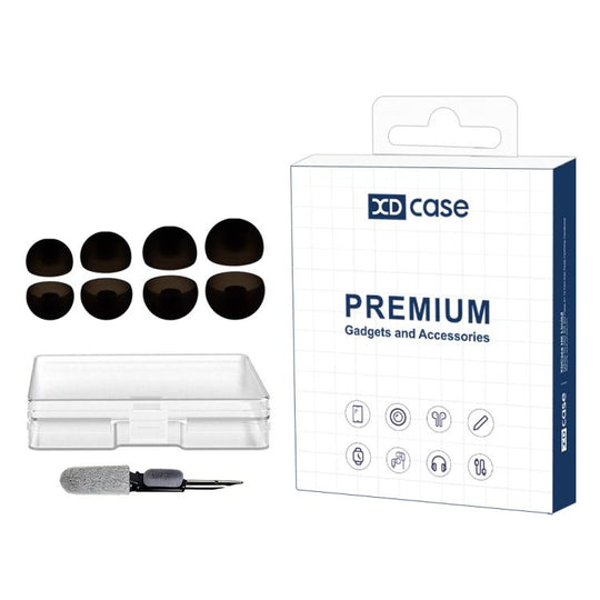 For Sennheiser Momentum In-Ear XDcase 4 Pairs Replacement Silicone Ear Tips Kit, XS/S/M/L Size, Cleaning Brush Color Random(Black)