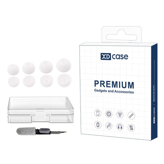 For Sennheiser Momentum In-Ear XDcase 4 Pairs Replacement Silicone Ear Tips Kit, XS/S/M/L Size, Cleaning Brush Color Random(White)