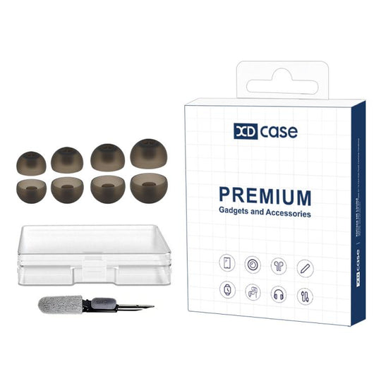 For Sennheiser Momentum In-Ear XDcase 4 Pairs Replacement Silicone Ear Tips Kit, XS/S/M/L Size, Cleaning Brush Color Random(Transparent Black)