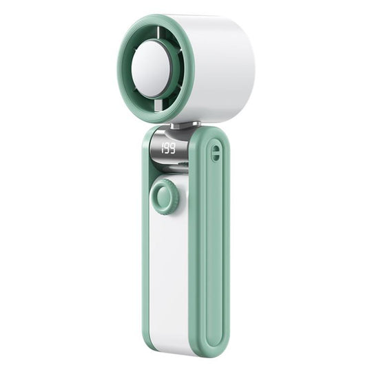 Y30 Portable Mini Tri-Fold Handheld Digital Display Cooling Fan(Green White)