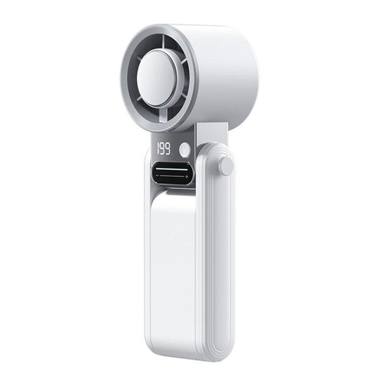 Y38 199-Level Smart Digital Display Sliding Adjustment Mini Tri-Fold Handheld Cooling Fan(White)