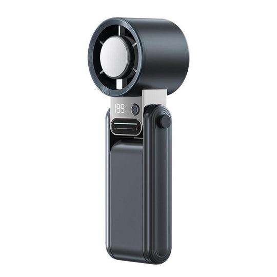 Y38 199-Level Smart Digital Display Sliding Adjustment Mini Tri-Fold Handheld Cooling Fan(Black)