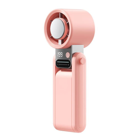 Y38 199-Level Smart Digital Display Sliding Adjustment Mini Tri-Fold Handheld Cooling Fan(Pink)