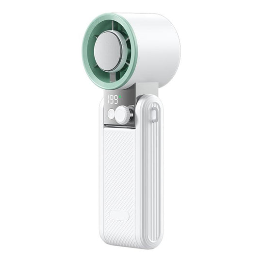 Y39 199-Level Smart Digital Display Knob Adjustable Mini Tri-Fold Handheld Cooling Fan(Green White)