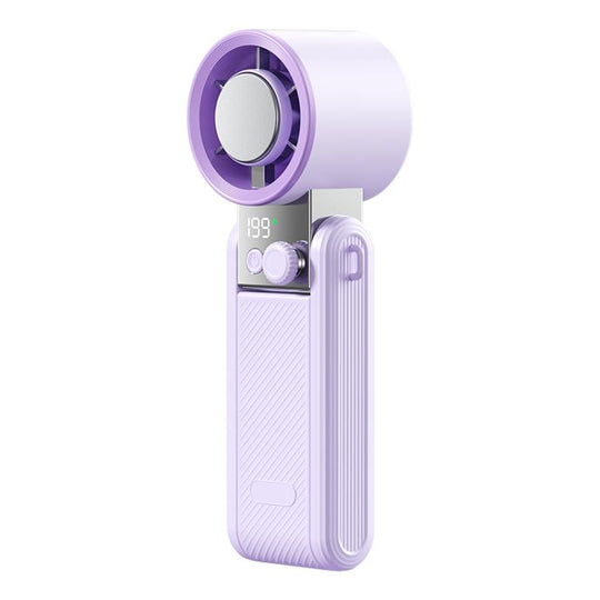 Y39 199-Level Smart Digital Display Knob Adjustable Mini Tri-Fold Handheld Cooling Fan(Berry Purple)