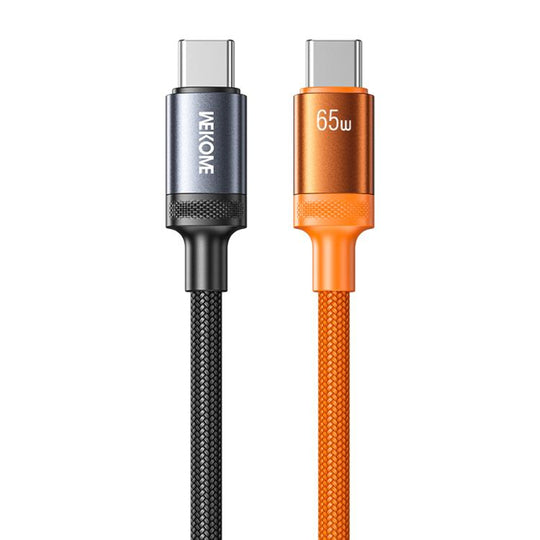 WK WDC-C18 PD65W Type-C to Type-C Raython Dual Color Gradient Fast Charging Data Cable, Length:1.2m(Black Orange)