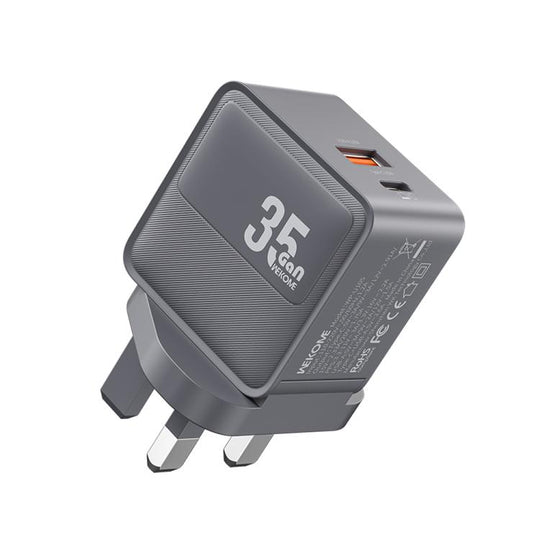 WK WP-U105 Swift 35W USB-C / Type-C, USB-A Charger, Plug:UK Plug(Grey)