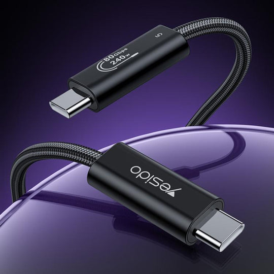Yesido CA211 240W 16K 60Hz Type-C to Type-C Thunderbolt 5 Full Function Data Cable, Length:1m(Black)