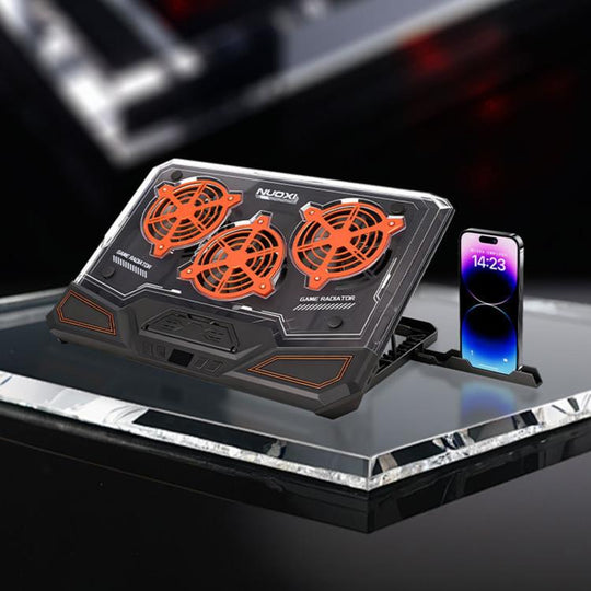 NUOXI C500 Triple Fan Transparent Colorful Panel Laptop Cooler with Four-Speed Fan Adjustment(Black)