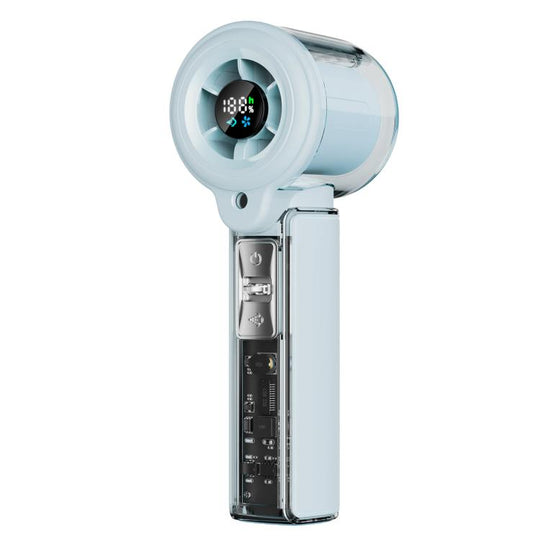 F5 High-Speed Handheld Spray Cooling Fan with LED Display(Blue)