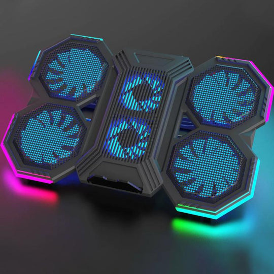 NUOXI F32 6-Level Height Adjustable RGB Laptop Cooler, Style:Without Semiconductor Cooling