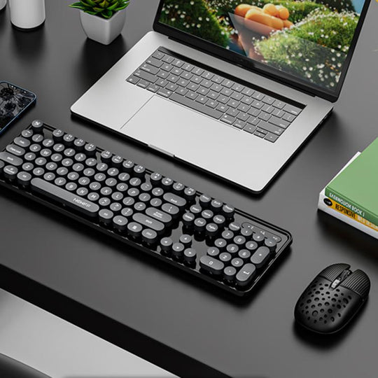 SHIPADOO EF128 2.4G 4800 DPI Wireless Keyboard Mouse Set, Solid Color Series(Black)