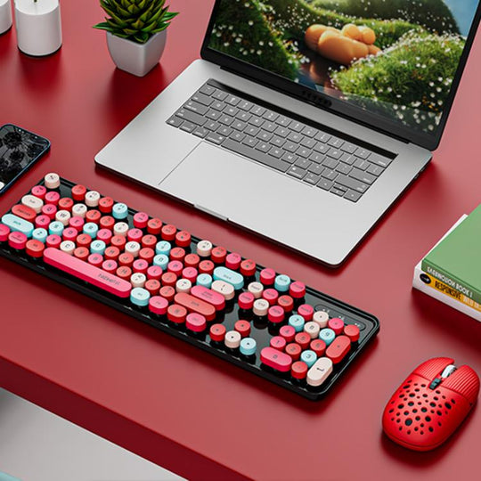 SHIPADOO EF128 2.4G 4800 DPI Wireless Keyboard Mouse Set, Color Mixing Series(Red)
