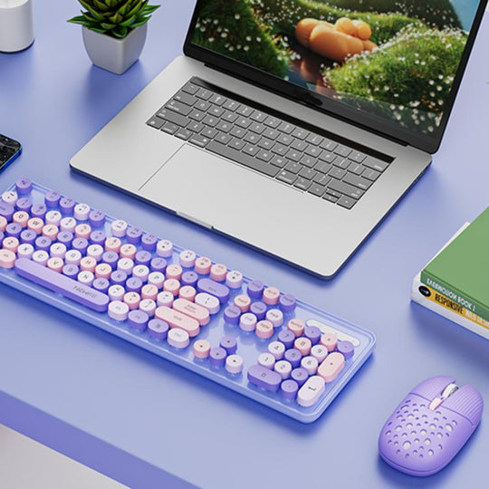 SHIPADOO EF128 2.4G 4800 DPI Wireless Keyboard Mouse Set, Color Mixing Series(Purple)