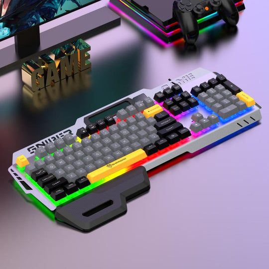 SHIPADOO GK50 Tri-color Block RGB Metal Cover Suspended Wired Gaming Keyboard(Modern Grey)