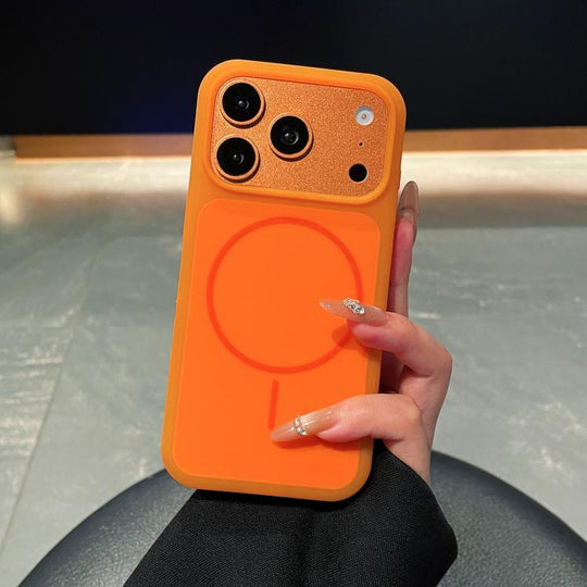 For iPhone 18 Pro Max / 17 Pro Max Ice Cream Skin Feel Liquid Silicone Fine Circle Magnetic Phone Case(Orange)
