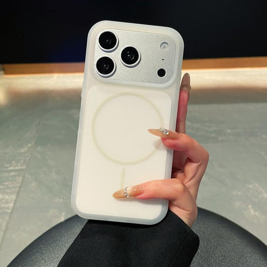 For iPhone 18 Pro / 17 Pro Ice Cream Skin Feel Liquid Silicone Fine Circle Magnetic Phone Case(White)