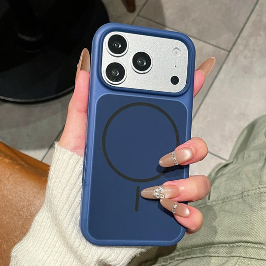 For iPhone 18 Pro / 17 Pro Ice Cream Skin Feel Liquid Silicone Fine Circle Magnetic Phone Case(Navy Blue)