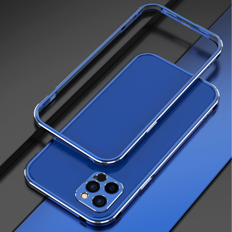 For iPhone 12 Aurora Series Lens Protector + Metal Frame Protective Case(Blue) - iPhone 12 / 12 Pro Cases by buy2fix | Online Shopping UK | buy2fix