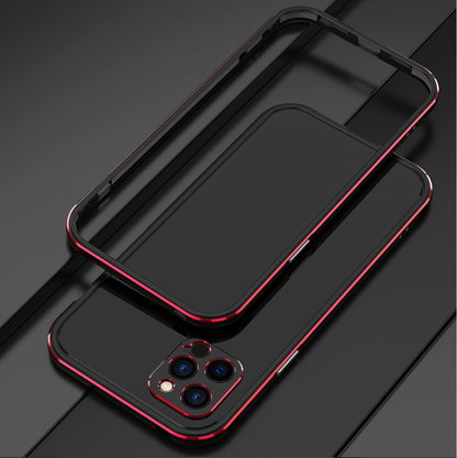 For iPhone 12 Pro Max Aurora Series Lens Protector + Metal Frame Protective Case(Black Red) - iPhone 12 Pro Max Cases by buy2fix | Online Shopping UK | buy2fix