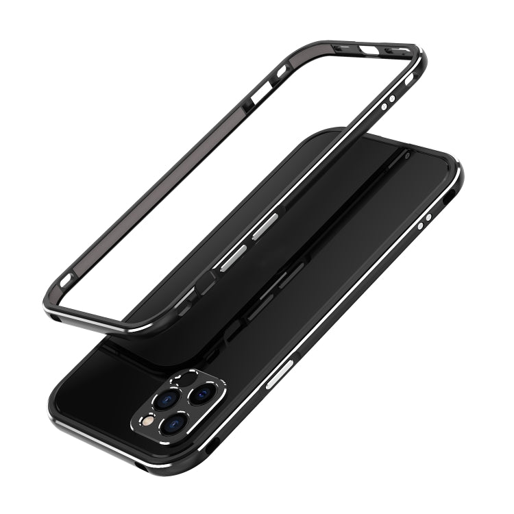 For iPhone 12 Pro Max Aurora Series Lens Protector + Metal Frame Protective Case(Black Silver) - iPhone 12 Pro Max Cases by buy2fix | Online Shopping UK | buy2fix