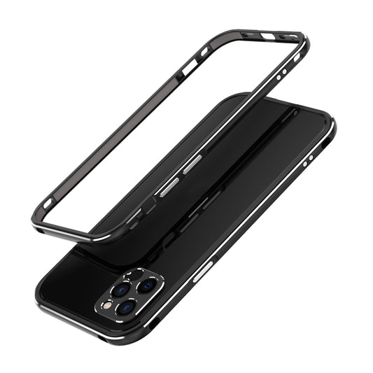 For iPhone 12 Pro Max Aurora Series Lens Protector + Metal Frame Protective Case(Black Silver) - iPhone 12 Pro Max Cases by buy2fix | Online Shopping UK | buy2fix