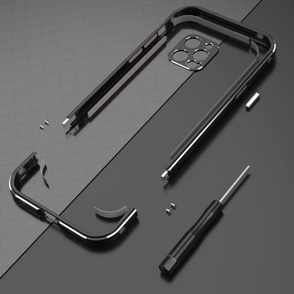 For iPhone 12 Pro Max Aurora Series Lens Protector + Metal Frame Protective Case(Silver) - iPhone 12 Pro Max Cases by buy2fix | Online Shopping UK | buy2fix
