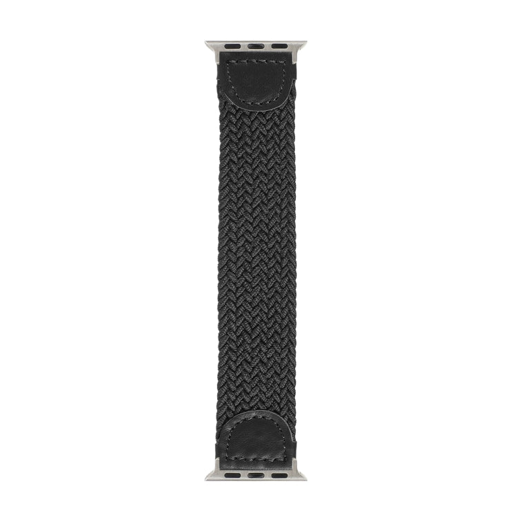 Nylon + Leather Braided Watch Band For Apple Watch Ultra 49mm&Watch Ultra 2 49mm / Series 9&8&7 45mm / SE 3&SE 2&6&SE&5&4 44mm / 3&2&1 42mm, Size:S(Black) by buy2fix