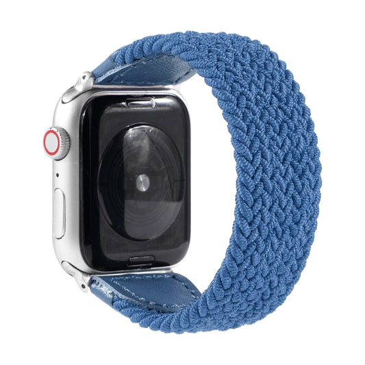 Nylon + Leather Braided Watch Band For Apple Watch Ultra 49mm&Watch Ultra 2 49mm / Series 9&8&7 45mm / SE 3&SE 2&6&SE&5&4 44mm / 3&2&1 42mm, Size:S(Blue) by buy2fix