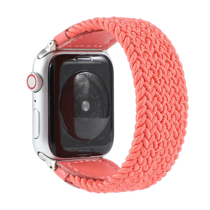 Nylon + Leather Braided Watch Band For Apple Watch Ultra 49mm&Watch Ultra 2 49mm / Series 9&8&7 45mm / SE 3&SE 2&6&SE&5&4 44mm / 3&2&1 42mm, Size:S(Rose Red) by buy2fix