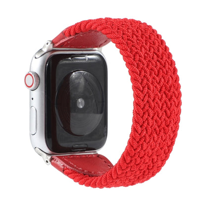 Nylon + Leather Braided Watch Band For Apple Watch Ultra 49mm&Watch Ultra 2 49mm / Series 9&8&7 45mm / SE 3&SE 2&6&SE&5&4 44mm / 3&2&1 42mm, Size:L(Red) by buy2fix