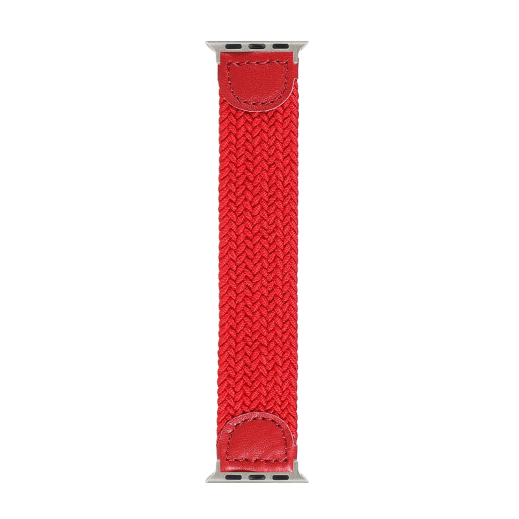 Nylon + Leather Braided Watch Band For Apple Watch Ultra 49mm&Watch Ultra 2 49mm / Series 9&8&7 45mm / SE 3&SE 2&6&SE&5&4 44mm / 3&2&1 42mm, Size:L(Red) by buy2fix