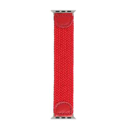 Nylon + Leather Braided Watch Band For Apple Watch Ultra 49mm&Watch Ultra 2 49mm / Series 9&8&7 45mm / SE 3&SE 2&6&SE&5&4 44mm / 3&2&1 42mm, Size:L(Red) by buy2fix