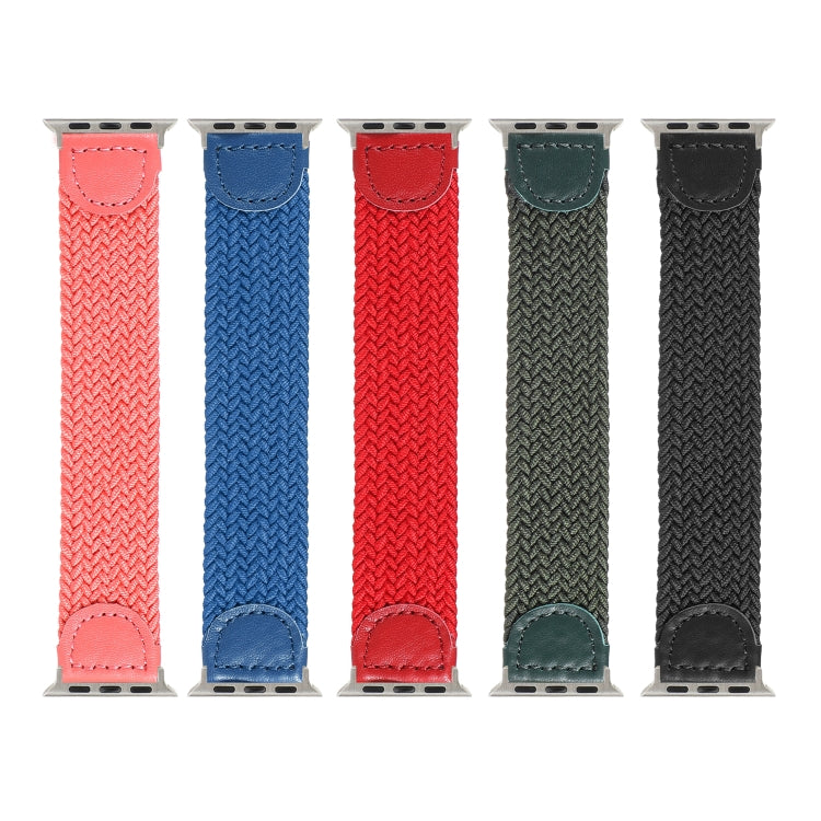 Nylon + Leather Braided Watch Band For Apple Watch Ultra 49mm&Watch Ultra 2 49mm / Series 9&8&7 45mm / SE 3&SE 2&6&SE&5&4 44mm / 3&2&1 42mm, Size:L(Blue) by buy2fix