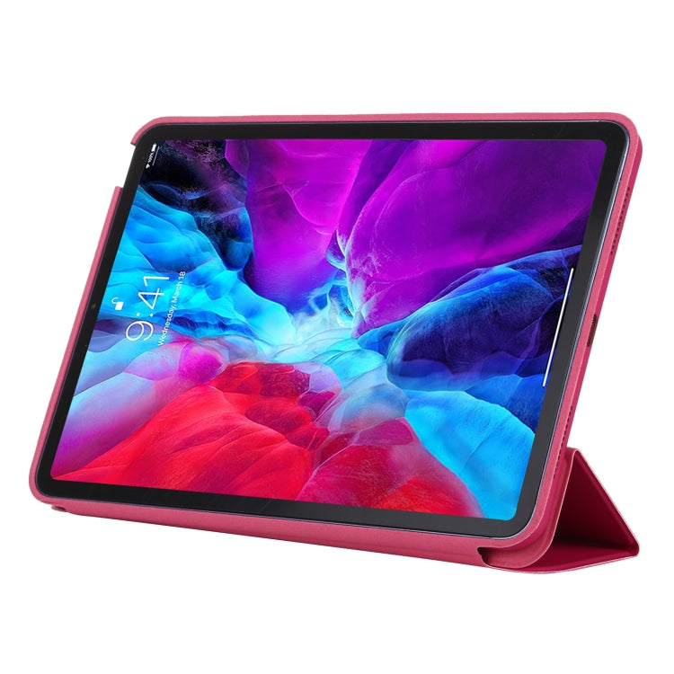 3-fold Horizontal Flip Smart Leather Case with Sleep / Wake-up Function & Holder For iPad Air 4/5 (Rose Red) - iPad Air (2022) / (2020) 10.9 Cases by buy2fix | Online Shopping UK | buy2fix
