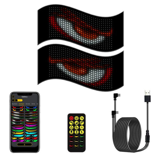 Demon Eye Car Ultra-Thin Waterproof LED Flexible Matrix Display Screen 2pcs 16 x 32 USB set