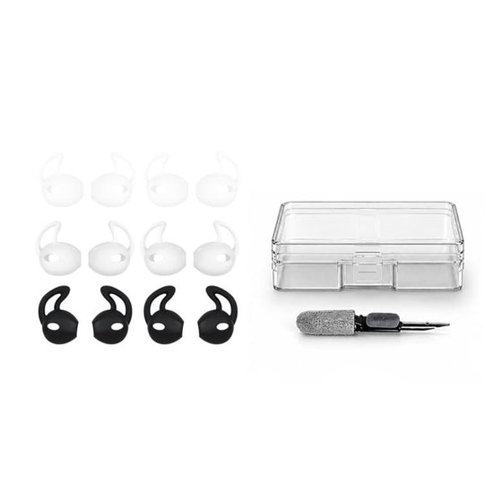 For Apple EarPods XDcase 6 Pairs Silicone Anti-slip Sports Ear Covers Kit, Cleaning Brush Color Random(Black White Transparent)