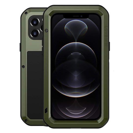 For iPhone 12 Pro LOVE MEI Metal Shockproof Life Waterproof Dustproof Protective Case(Army Green)