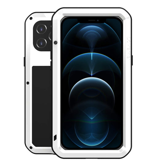 For iPhone 12 Pro Max LOVE MEI Metal Shockproof Life Waterproof Dustproof Protective Case(White) by LOVE MEI