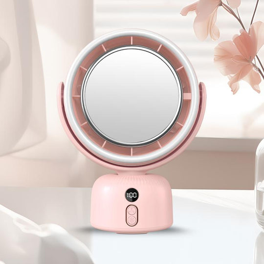 F2 Makeup Mirror Beauty Fill Light Desktop Fan(Pink)