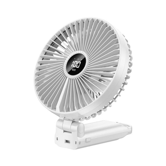 F7 Large Folding Handheld Fan with LED Digital Display(White)