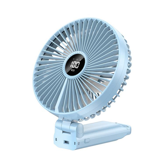 F7 Large Folding Handheld Fan with LED Digital Display(Blue)