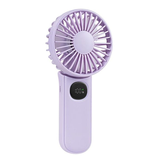 F11 Folding Handheld Fan with LED Display & Lanyard(Purple)