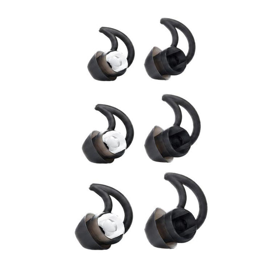 For BOSE QC30 / QC20 / QC20i XDcase 3 Pairs Replacement Silicone Ear Tips with Wing, S/M/L Size(Transparent Black)