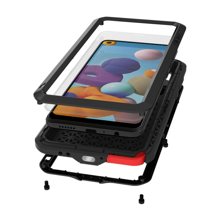 For Samsung Galaxy A21 (US Version) LOVE MEI Metal Shockproof Waterproof Dustproof Protective Case with Glass(Black) by LOVE MEI